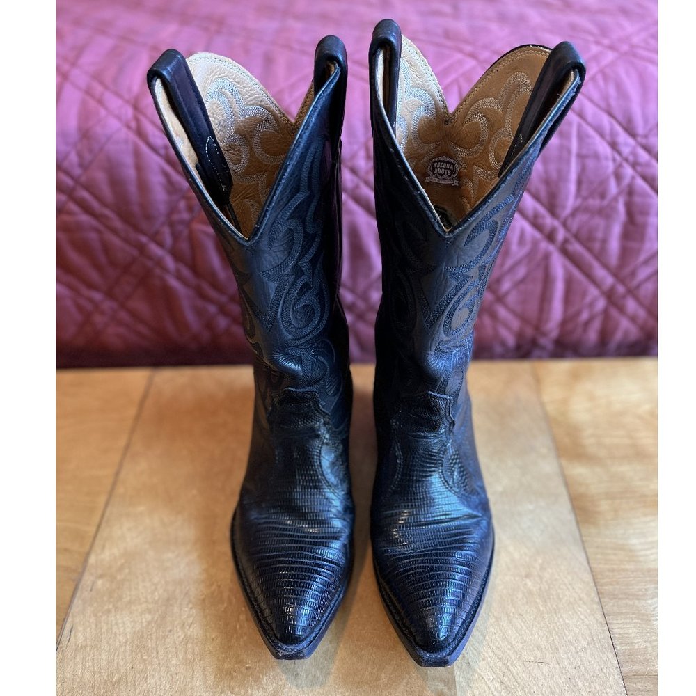 Nocona Black Snakeskin Cowboy Boots - Mens 7D